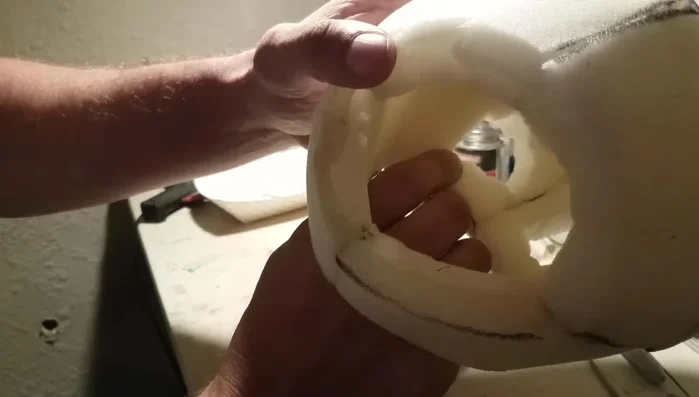 Glue the top part of the mouth into place.