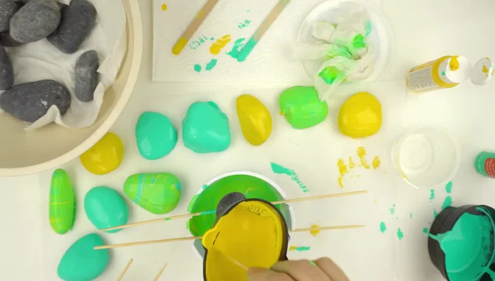 Let the rocks dry completely. You can add a second coat if desired once the rocks are dry.