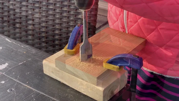 Drill the entrance hole using a spade bit.