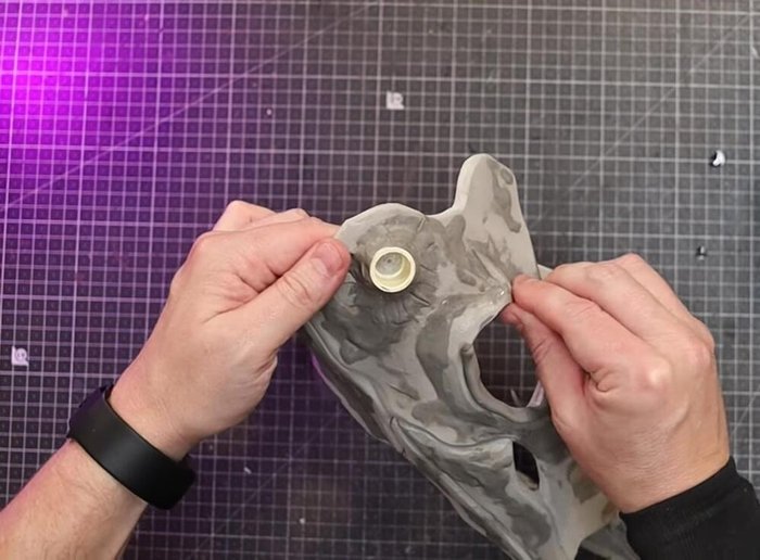 Sand the dried foam clay on the antlers, then use a wire brush to add bone-like texture.