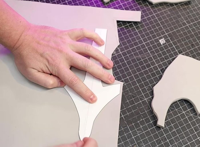 Glue Part B to Part A, rounding the back section before gluing.