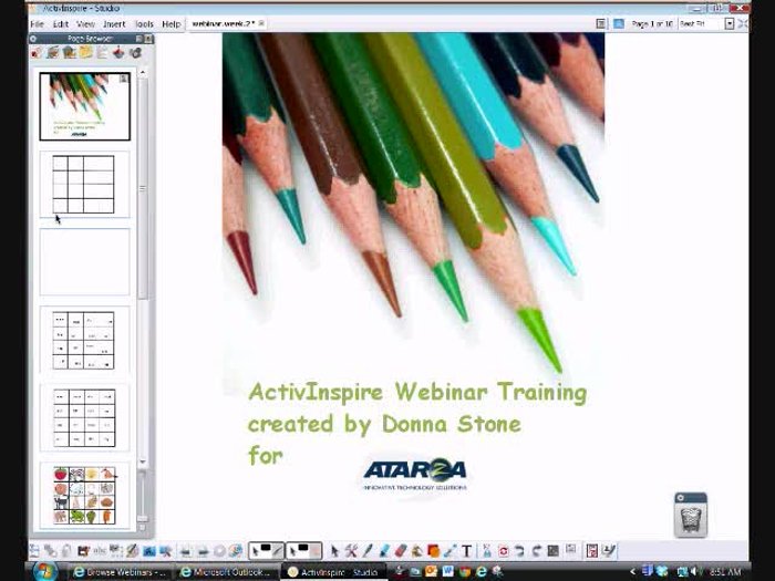 Create a grid using the Promethean board's built-in grid feature. Turn on the grid in the property browser (set 'grid visible' to 'true'). Use the connector tool or straight line tool to draw your grid over the grid.