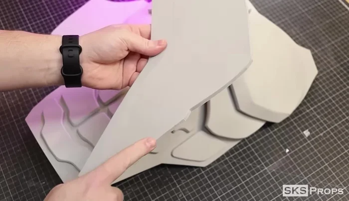 Cut Part L (side details) from 4mm foam. Glue to Parts J and K while curved to maintain shape.