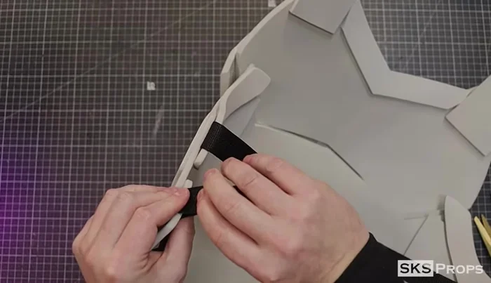 Glue 24-inch nylon straps to Part O pieces for additional back support. Add small pieces of 2mm foam on top for extra security.