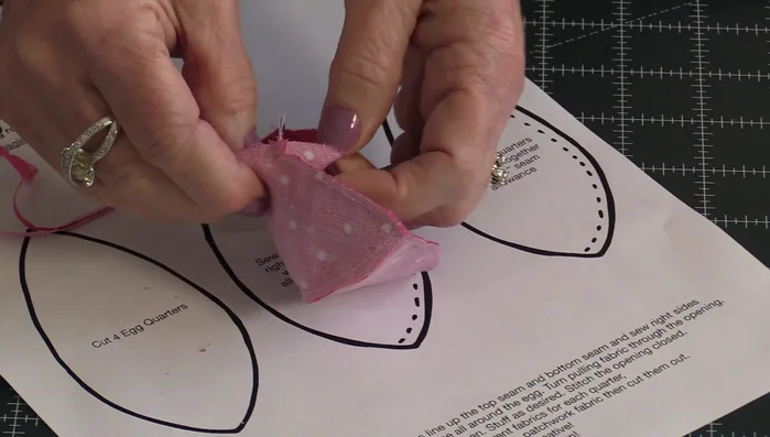 Turn the egg right-side out and stuff firmly.