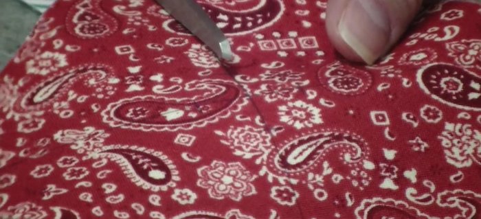 Cut along the diagonal lines up to the half-inch marks.