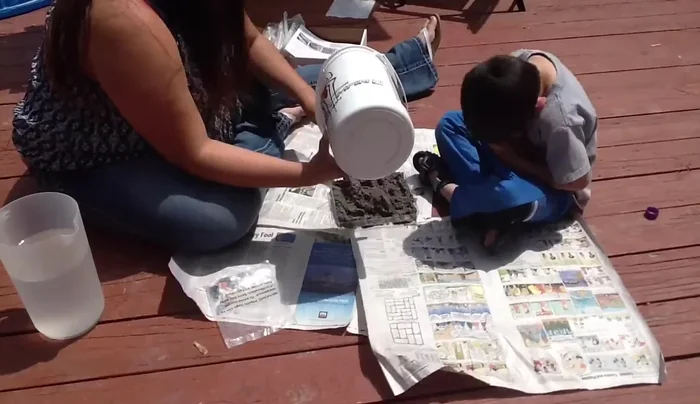 Add glitter to the concrete.