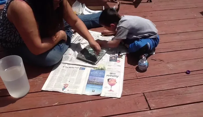 Add decorative stones to any empty spaces.