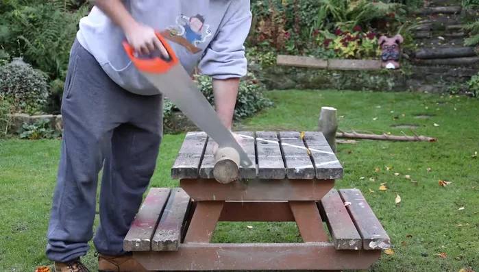 Cut the logs to the desired size for the body, head, legs, and antlers.