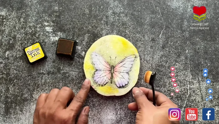 Blend shades using Ranger and permanent ink pads to add color and drama.