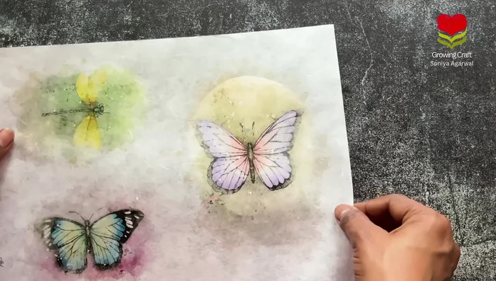 Stick the rice paper onto the prepared coaster base.