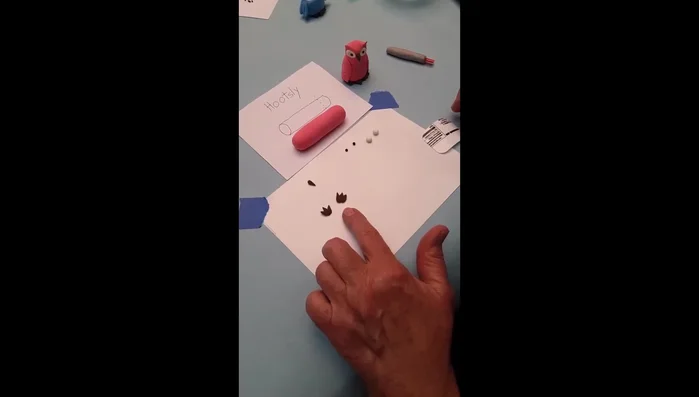 Assemble Hootsley (Red Owl): Repeat steps similar to Hoodie, using red clay and different feather patterns.