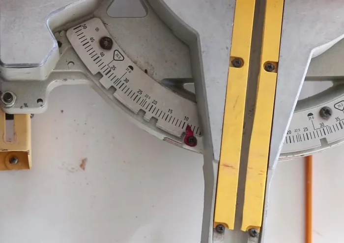 Set miter saw to 36 degrees. Cut the other end of each piece at this angle.