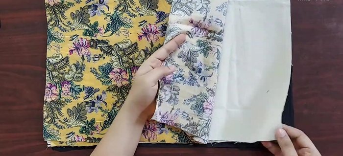 Prepare fabric pieces: Cut two pieces each of main fabric, interfacing, and lining fabric (all 12 inches x 18 inches).