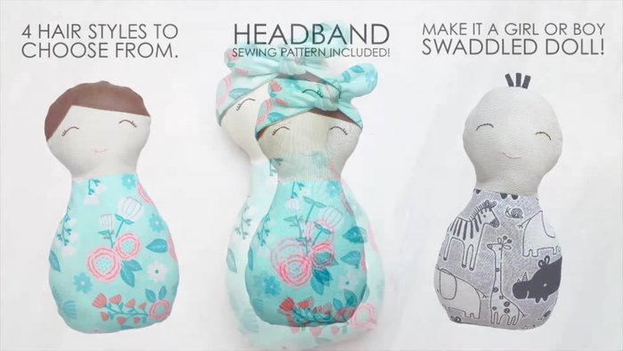 Cut out the pattern pieces from your chosen fabric. If adding hair, the back of the doll head should be the same color as the hair.