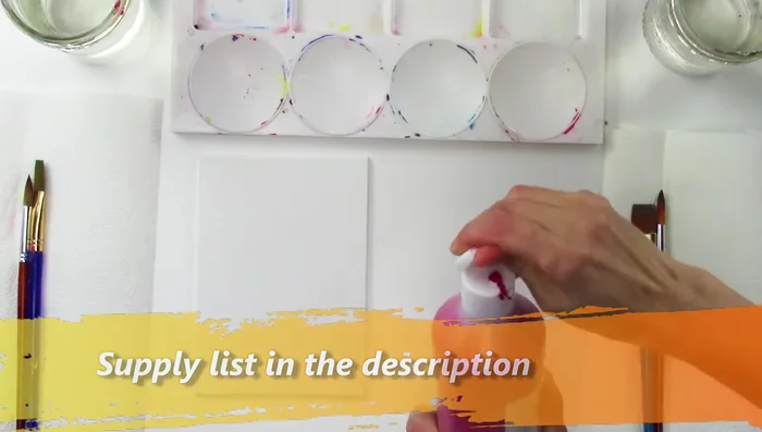 Prepare your palette with red, white, and green paint. Mix red and white to create pink.