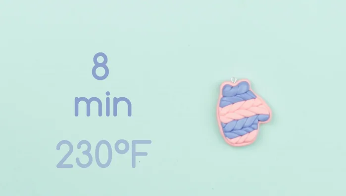 Bake the mitten for 8 minutes at 230°F.