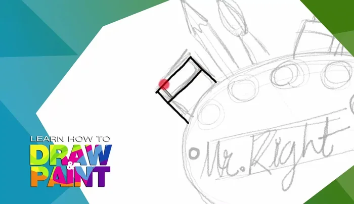 Outline the entire composition with a black sketch pen, paying attention to details like light lines on objects.