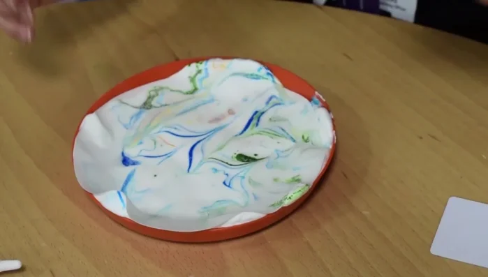 Peel off the paper. The foam will transfer onto it.