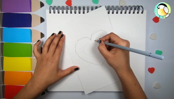 Carefully connect all points of both hearts with straight lines.