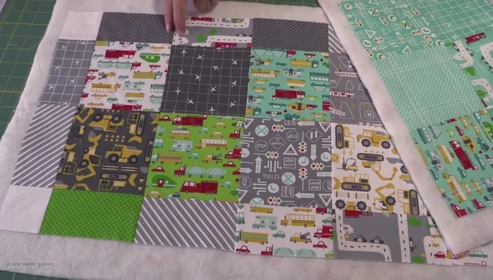 Quilt: Quilt the layers together. Options include stitching in the ditch or a quarter-inch seam allowance.