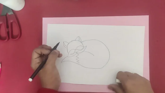 Add details to the fox's face (eyes, nose).