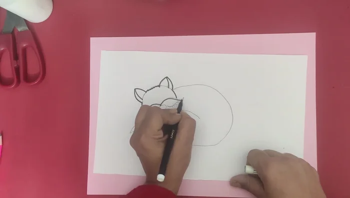 Add details to the fox's face (eyes, nose).