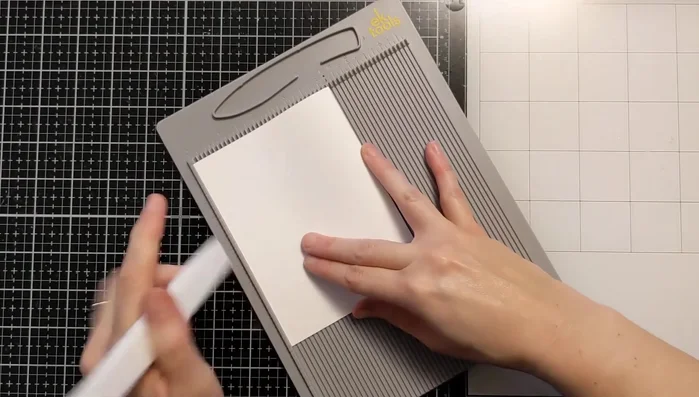 Cut a strip of patterned paper for the inside of the card.