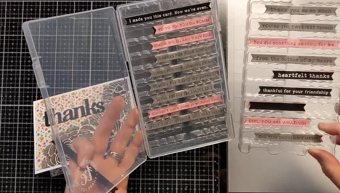 Add a sub-sentiment ('from the bottom of my heart') using stamps and dies from Tailored Expressions.