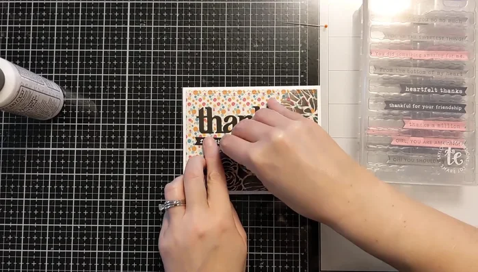 Add the patterned paper strip to the inside of the card.