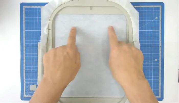 Stitch around the placement outline (number one on the pattern).