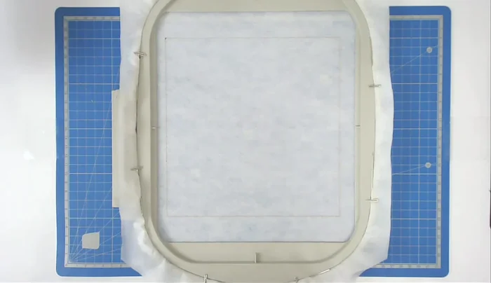 Place batting and main fabric, secure with stitching (number two).