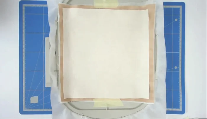 Place and tape the inner fabric, stitch it down (number five).